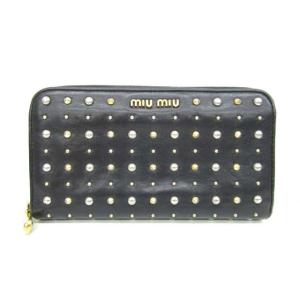ミュウミュウ miumiu 長財布 スタッズ レザー ラウン...