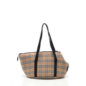 中古 バーバリー ロンドン BURBERRY LONDON ショルダーバッグ ペットキャリーバッグ ベージュ マルチカラー コットン 犬用 メンズ／レディ｜vectorpremium