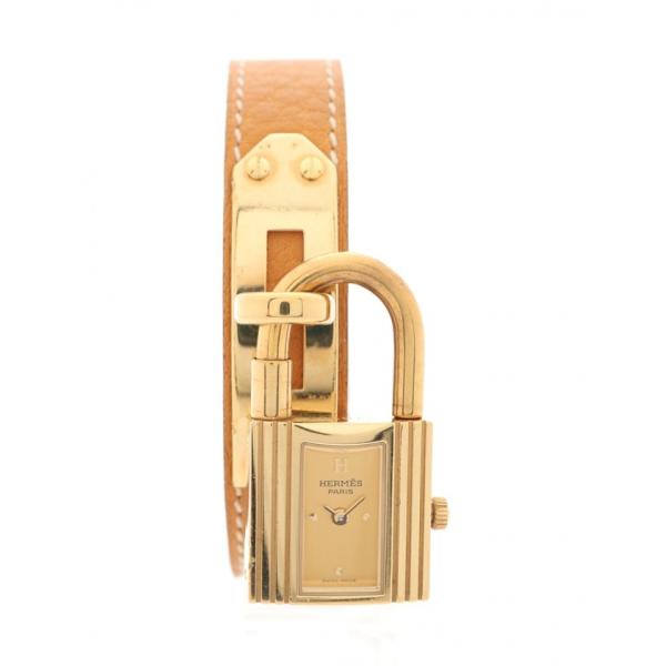 中古 エルメス HERMES 腕時計 ケリーウォッチ レディース ゴールド ナチュラル GP レザー...