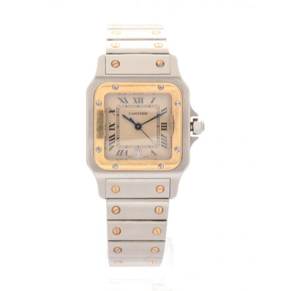 中古 カルティエ Cartier 腕時計 サントスガルベLM メンズ シルバー イエローゴールド W...