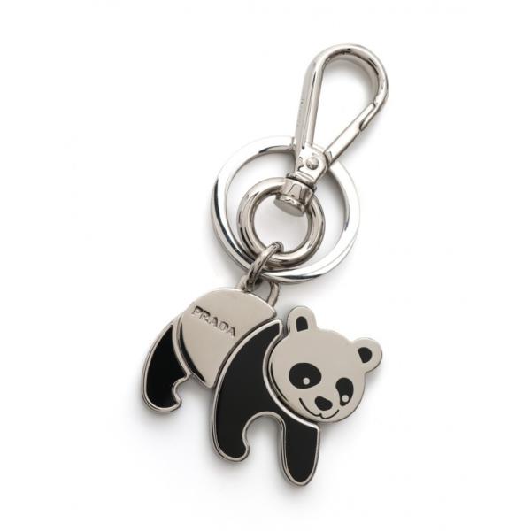中古 プラダ PRADA キーホルダー チャーム シルバー 黒 小物 1PS434 パンダ レディー...