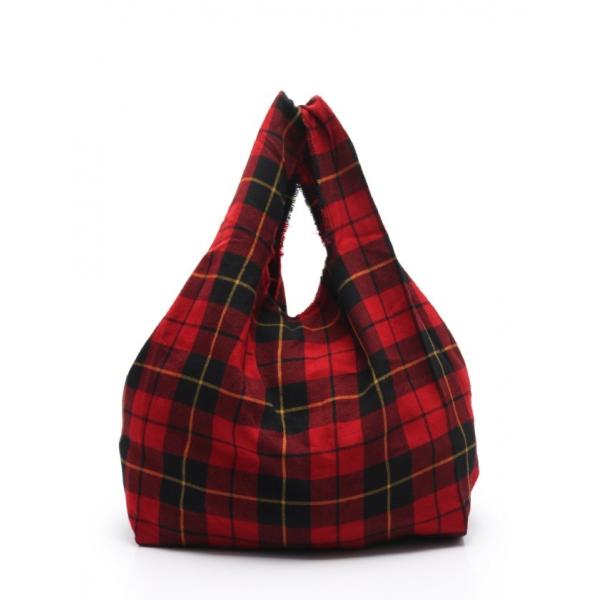 中古 コムデギャルソン COMME des GARCONS トートバッグ チェック柄 赤 黒 黄 ウ...