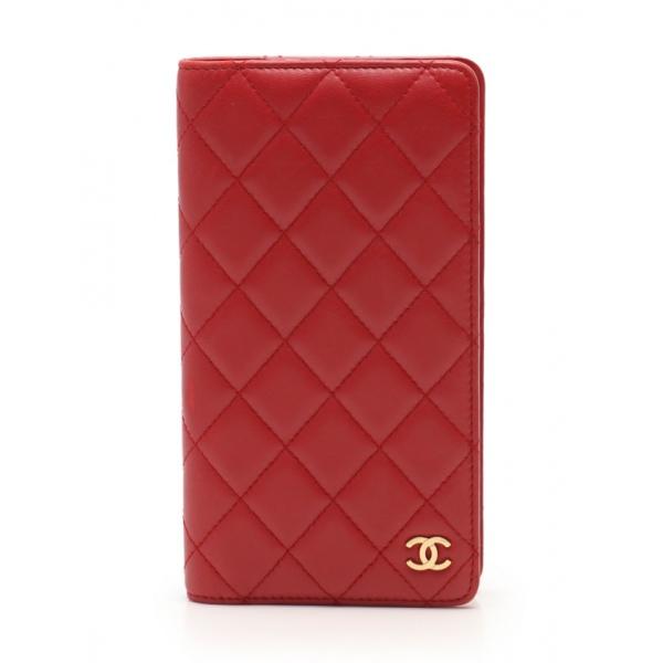 中古 シャネル CHANEL 手帳カバー ココマーク マトラッセ アジェンダ 赤 小物 ラムスキン ...