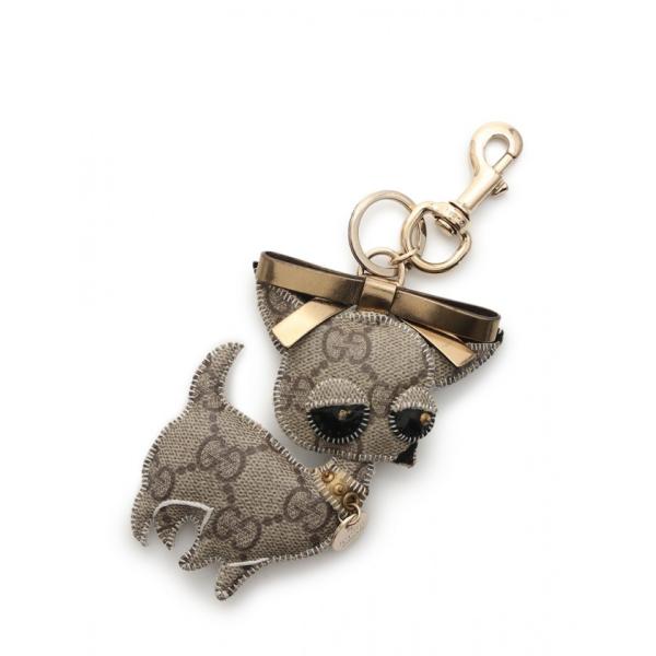 中古 グッチ GUCCI バッグチャーム キーホルダー グッチョリ チワワ GGプラス ベージュ ダ...