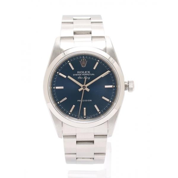 中古 ロレックス ROLEX 腕時計 エアキング メンズ シルバー 14000 SS 青文字盤 メン...