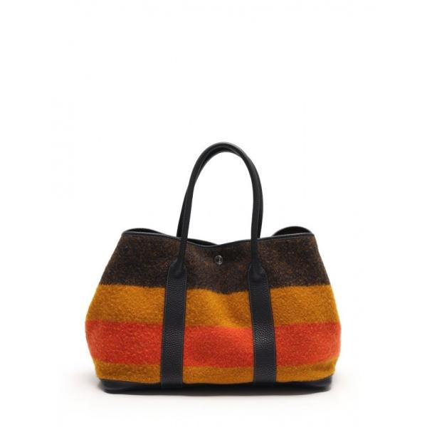 中古 エルメス HERMES トートバッグ ガーデンパーティPM ロカバール キャメル 赤 ネイビー...