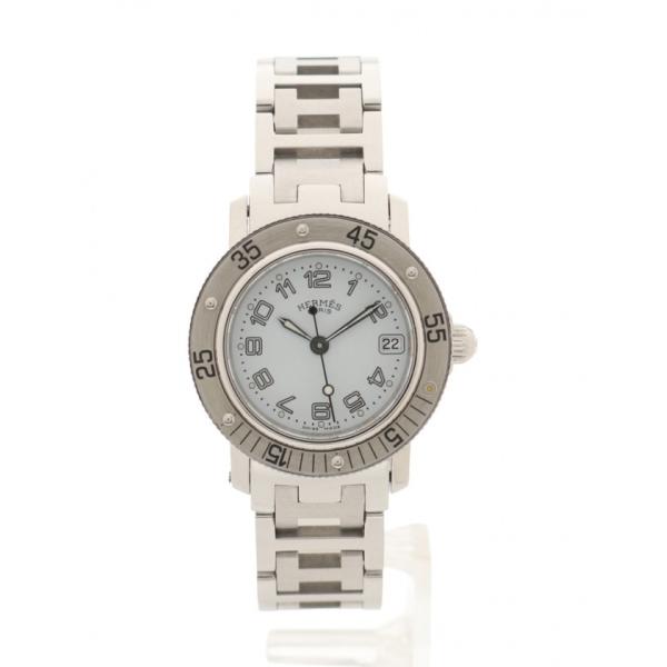中古 エルメス HERMES 腕時計 クオーツ クリッパー レディース ダイバー シルバー CL5....