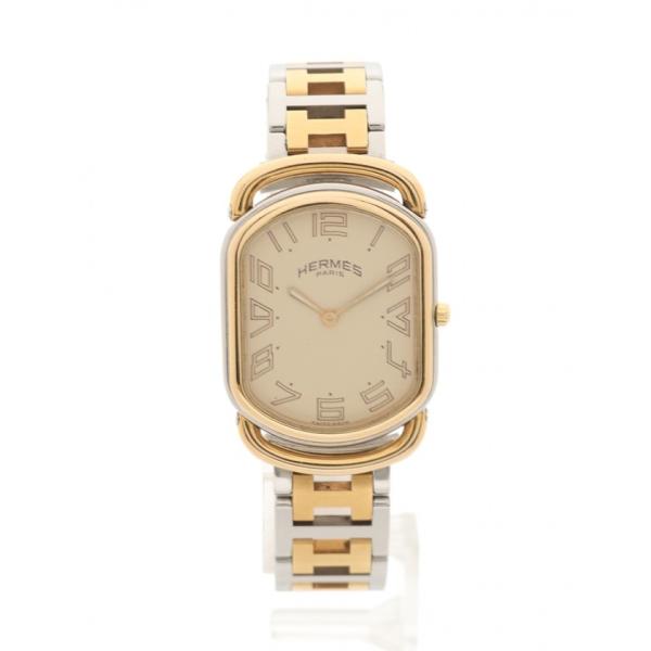 中古 エルメス HERMES 腕時計 レディース クオーツ ラリー シルバー ゴールド SS GP ...