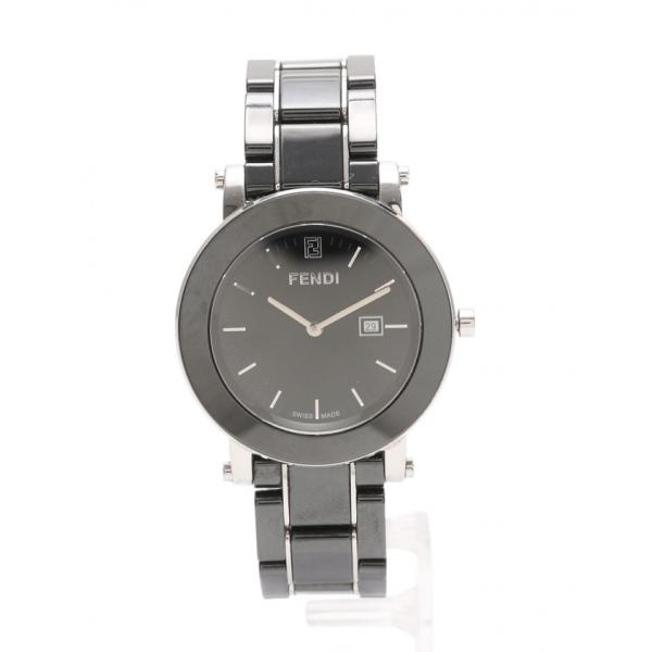 中古 フェンディ FENDI 腕時計 オロロジ メンズ 黒 シルバー F641110 セラミック S...