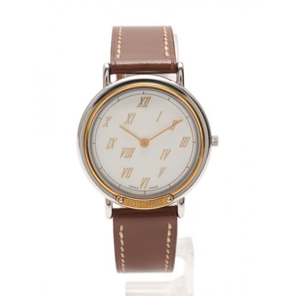 中古 エルメス HERMES 腕時計 メテオール ボーイズ シルバー イエローゴールド SS GP ...