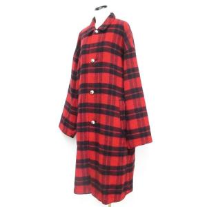 ヒステリックグラマー HYSTERIC GLAMOUR ステンカラー コート ウール チェック 起毛 ビッグシルエット 赤×黒 F ※NK-13679 ※01 レディース【ベクトル 古着】