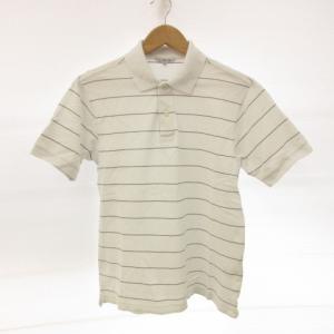 【中古】ユニクロ UNIQLO カットソー ポロシャツ 半袖 ボーダー 白 M *E394 メンズ 【ベクトル 古着】