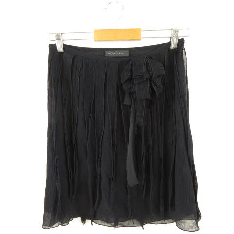 シャルル ジョルダン CHARLES JOURDAN ミニスカート フリンジ 黒 36 *A475 ...