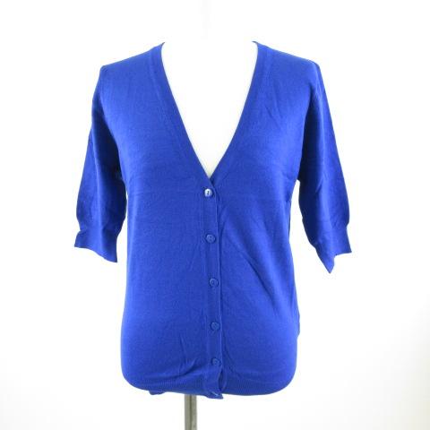 未使用品 アクアガレージ Aqua Garage ニットカーディガン 七分袖 青 M *T235