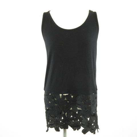 カプリシュレマージュ CAPRICIEUX LE'MAGE タンクトップ 花柄レース ストレッチ 黒...