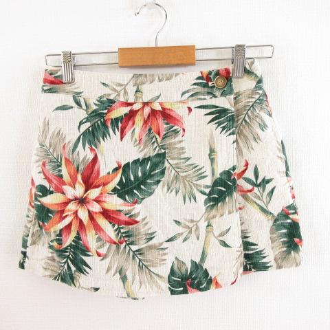 ビームスゴルフ BEAMS GOLF ゴルフウェア キュロットスカート アロハ柄 ベージュ 緑 S ...