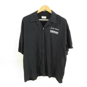 Deniflts Authentic 大きいサイズ オープンカラーシャツ 半袖 刺繍 黒 3L *T252 メンズ
