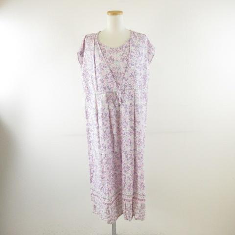 mio felicita マタニティワンピース フレア ひざ丈 花柄 ピンク M *A171 レディ...