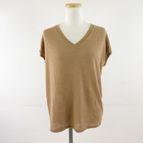バナナリパブリック BANANA REPUBLIC カットソー Tシャツ 半袖 Vネック リネン混 ...