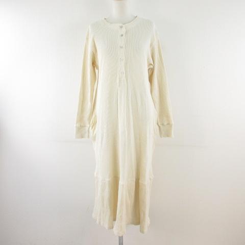 エンジェリーベ ANGELIEBE マタニティ ワンピース 長袖 マキシ丈 ワッフル アイボリー ラ...