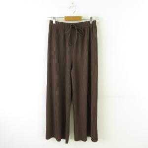 coca adapt retailing リブワイドパンツ 茶 ONE *T812 レディース