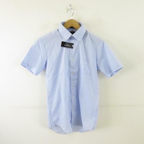 未使用品 URBAN SETTER ワイシャツ ボタンダウン 半袖 ストライプ 青 白 M *A11...