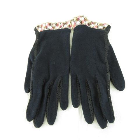 アクアスキュータム AQUASCUTUM 手袋 メッシュ チェック 黒 *A562 レディース