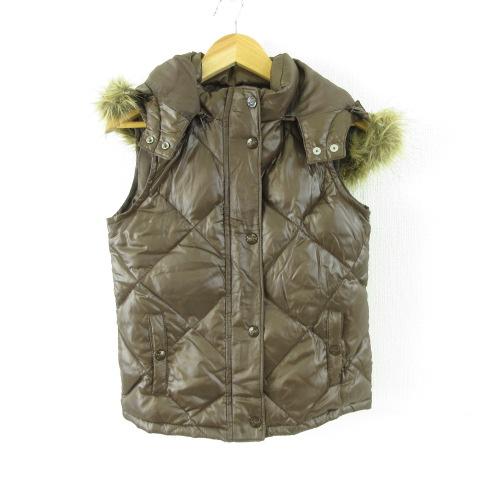 ギャップキッズ GAP KIDS ダウンベスト フェイクファー 茶 150 *T467 キッズ