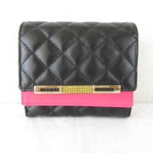 フロムビー FROMb 三つ折り財布 黒 ピンク *T590 レディース