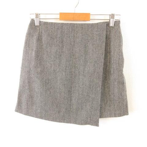 ユニクロ UNIQLO ミニスカート ヘリンボーン 黒 M *T870 レディース