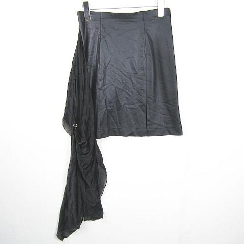 SORELI ソレリ 社交ダンス スカート 膝丈 スリット スカーフ付き M ブラック kz1075...