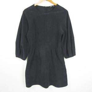 ザラ ZARA コーデュロイ 長袖 ワンピース 膝下丈 ストレッチ XS ブラック 小さいサイズ 8741/269 kz10868 レディース