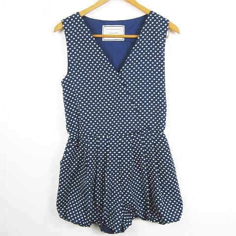 ラグナムーン LagunaMoon ロンパース オールインワン ショート丈 ノースリーブ F ネイビ...