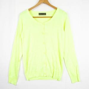 セシルマクビー CECIL McBEE ニット カーディガン 長袖 レーヨン M 蛍光イエロー kz12093 レディース
