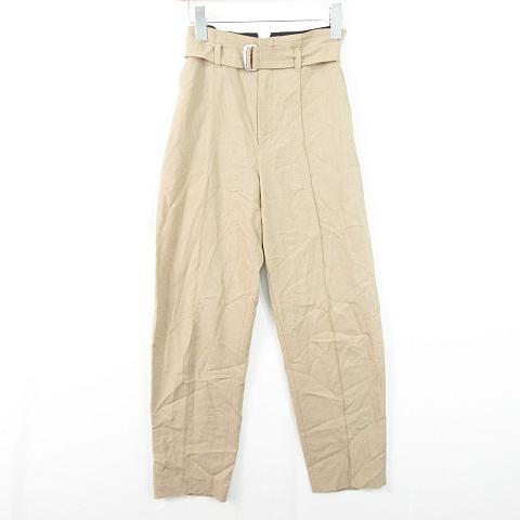 イプセ IPSE ピンタック テーパード パンツ ベルト付き レーヨン 綿 36 ベージュ kz12...