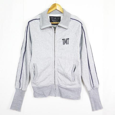 ティーエムティー TMT スウエット ジャケット 裏起毛 S プリント ライン ライトグレー 2sa...