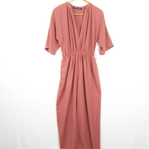 ザラ ZARA オールインワン 七分袖 カシュクール XS モーヴピンク 小さいサイズ 2157/0...