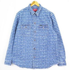 シュプリーム SUPREME Multi Type Jacquard Denim Shirt ジャガード デニム シャツ L ブルー 22AW ☆AA★ 2sa6992
