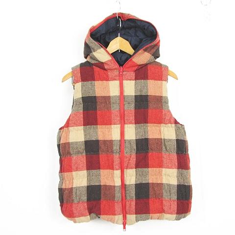 キャサリンハーネル Catherine Harnel リバーシブル ダウンベスト フード付き ウール...