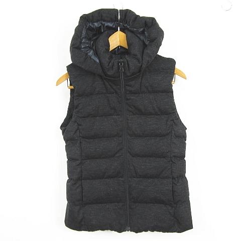 ユニクロ UNIQLO ウルトラライトダウンコンパクトベスト フード付き 毛 M ブラック kz14...