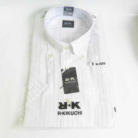 未使用品 R-KIKUCHI BDシャツ 半袖 Ｌ ストライプ 2sa7339 メンズ