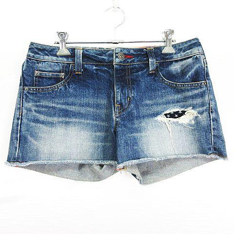 トミーガール tommy girl ショートパンツ ボトムス デニム ユーズド加工 リペア加工 M ...