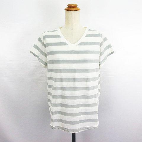 未使用品 アーバンリサーチ ドアーズ ベネッセ カットソー 半袖 Vネック ボーダー 授乳服 L グ...