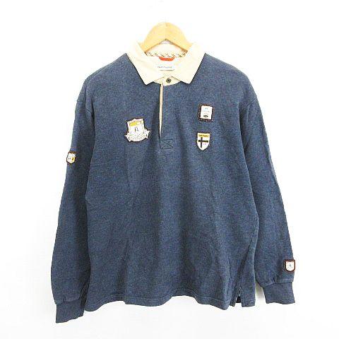 ハッシュパピー Hush Puppies ポロシャツ ラガーシャツ スウェット 長袖 ロゴ ワッペン...