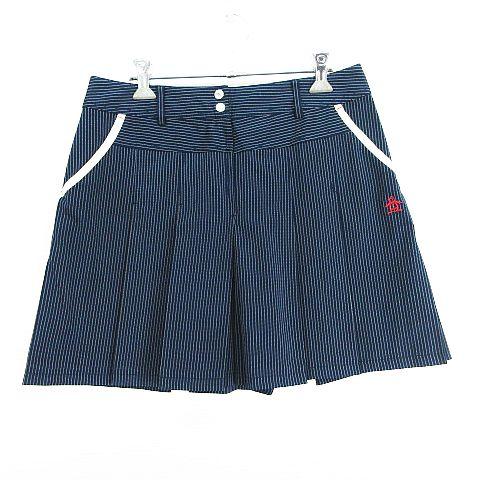 マンシングウェア パンツ ボトムス キュロット ショート丈 プリーツ ストライプ ロゴ 11 ネイビ...