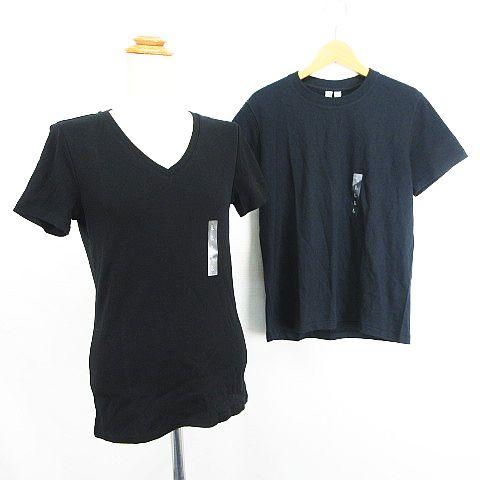 未使用品 ユニクロ 2点セット Tシャツ フライス Vネック 半袖 クルーネック 半袖 コットン L...
