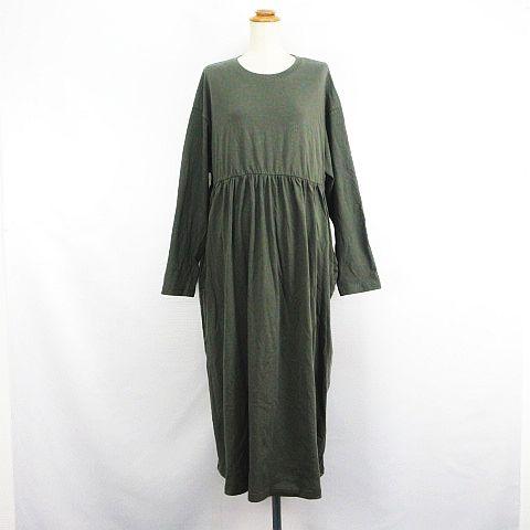 フリークスストア ワンピース 長袖 ドロップショルダー クルーネック ロング丈 マキシ丈 ウエストギ...