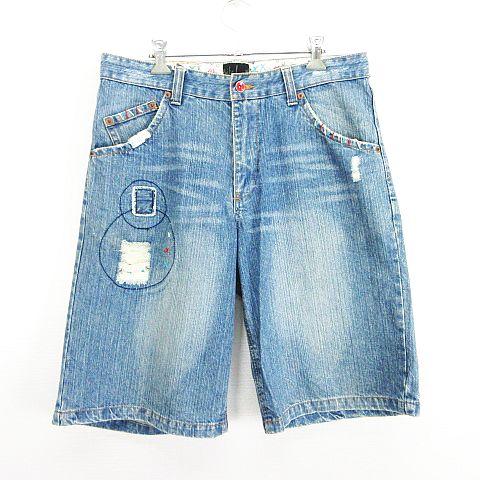 クイックシルバー QUIKSILVER デニム ジーンズ ボトムス ハーフパンツ ダメージ加工 リメ...