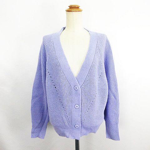 未使用品 Oeillet クロスプラス ニット カーディガン 長袖 Vネック M パープル ※EKM...