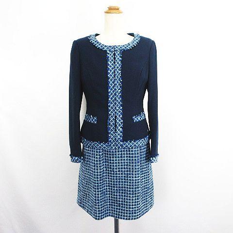 東京ソワール セットアップ ワンピーススーツ ノーカラージャケット 長袖 ワンピース 半袖 ミニ丈 ...
